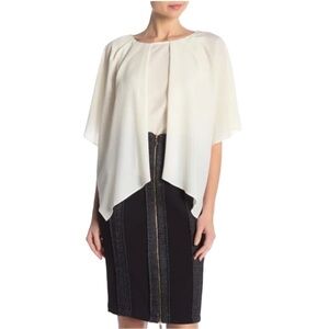 Badgley Mischka White Drape Woven Blouse Size 2 No Flaws
